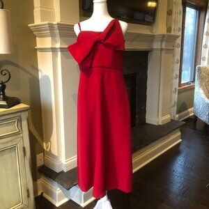 Anne Klein NWT Red A Line Midi with Bow Size 6 Holiday/Evening Wear